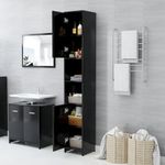 Casa si Gradina - Mobilier - Mobilier baie - Comode baie - Dulap de baie, negru, 30x30x183,5 cm, PAL, model cu mâner - Infinity.ro