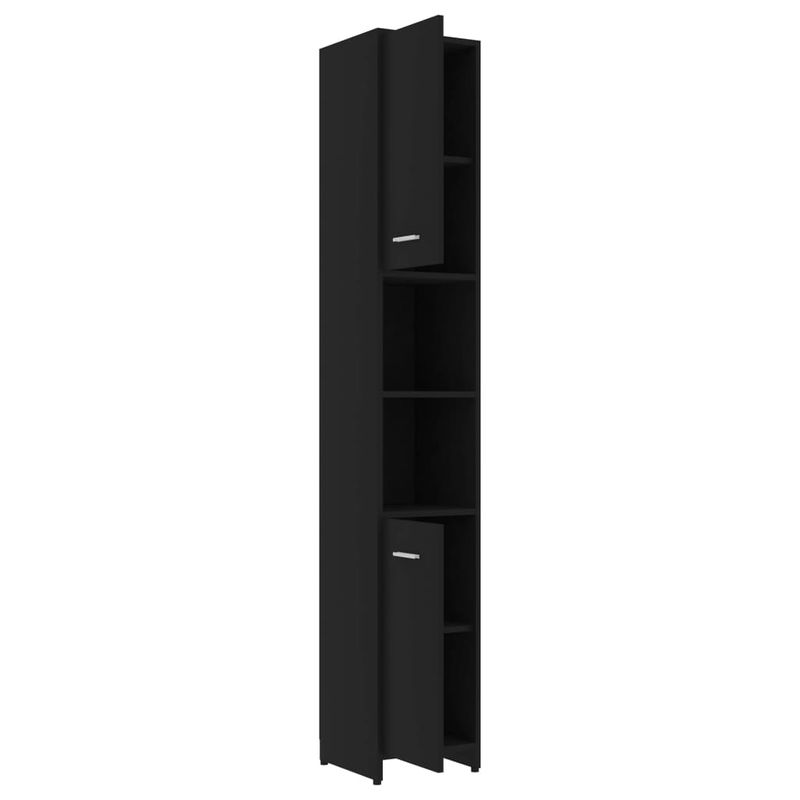 Casa si Gradina - Mobilier - Mobilier baie - Comode baie - Dulap de baie, negru, 30x30x183,5 cm, PAL, model cu mâner - Infinity.ro