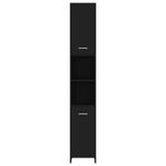 Casa si Gradina - Mobilier - Mobilier baie - Comode baie - Dulap de baie, negru, 30x30x183,5 cm, PAL, model cu mâner - Infinity.ro