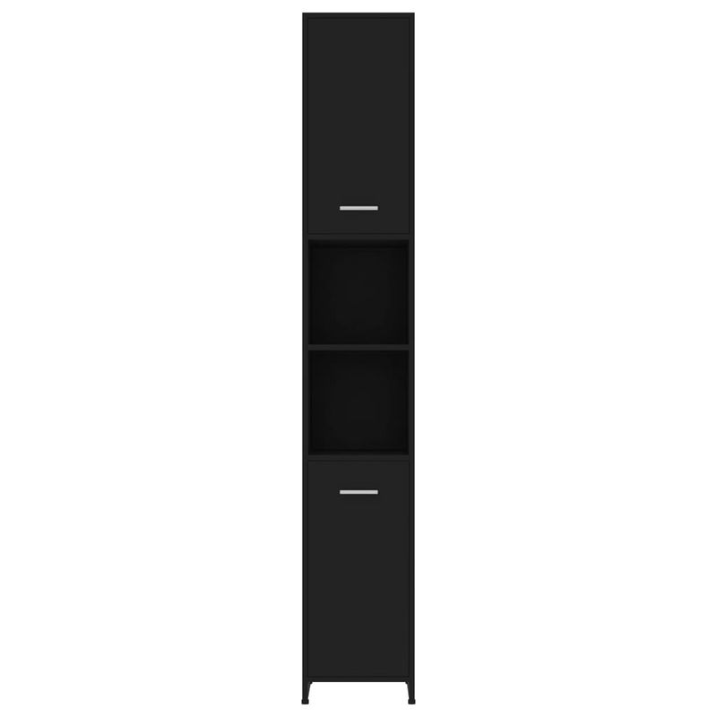 Casa si Gradina - Mobilier - Mobilier baie - Comode baie - Dulap de baie, negru, 30x30x183,5 cm, PAL, model cu mâner - Infinity.ro
