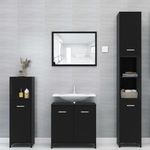 Casa si Gradina - Mobilier - Mobilier baie - Comode baie - Dulap de baie, negru, 30x30x183,5 cm, PAL, model cu mâner - Infinity.ro