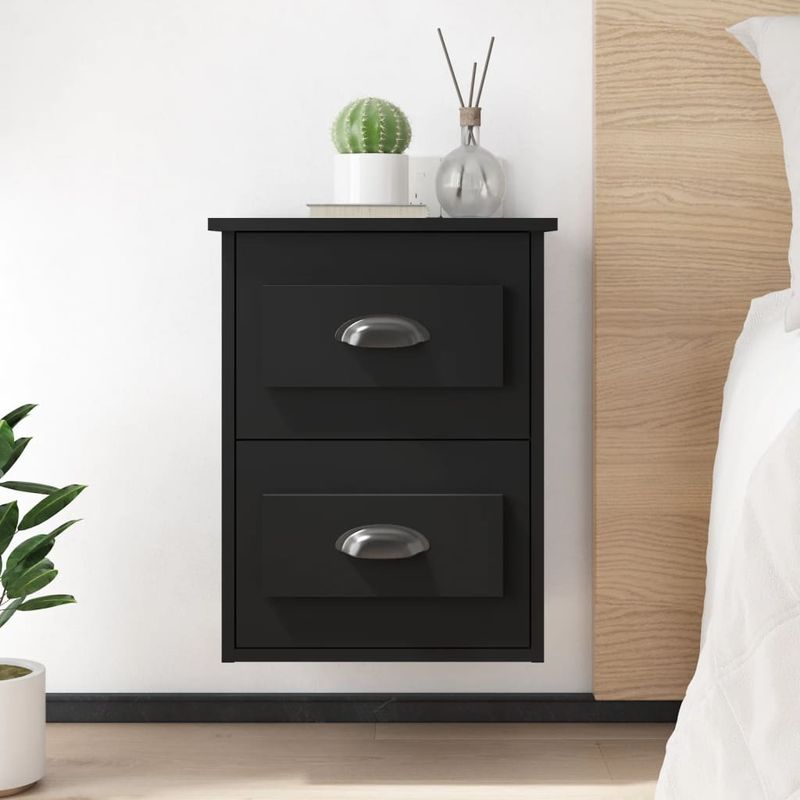 Casa si Gradina - Mobilier - Comode si corpuri - Noptiere - Noptiera de perete, negru, 41,5x36x53cm - Infinity.ro