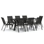Casa si Gradina - Gradina si terasa - Mobilier exterior - Seturi mobila gradina - Set mobilier de gradina, 9 piese, negru - Infinity.ro