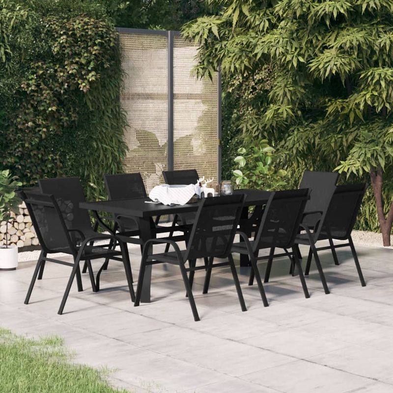 Casa si Gradina - Gradina si terasa - Mobilier exterior - Seturi mobila gradina - Set mobilier de gradina, 9 piese, negru - Infinity.ro