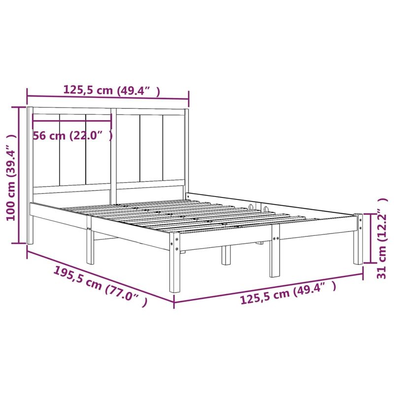Casa si Gradina - Mobilier - Paturi si accesorii - Paturi - Cadru de pat mic single, 120x190 cm, lemn masiv de pin - Infinity.ro