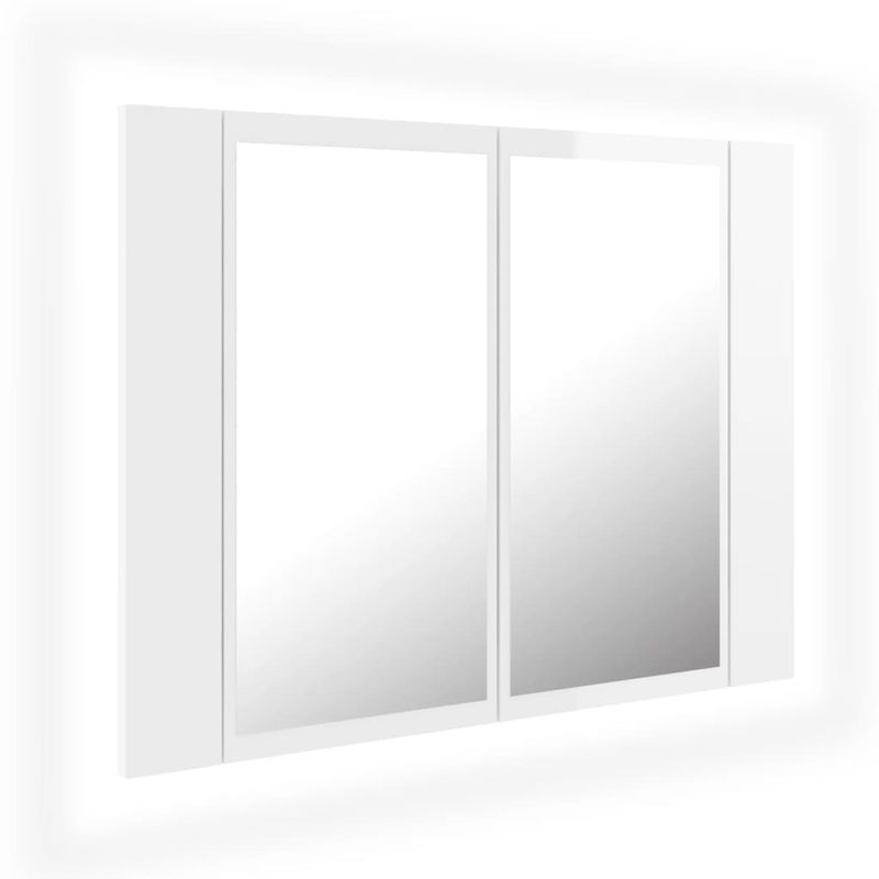 Casa si Gradina - Mobilier - Comode si corpuri - Masute de toaleta - Dulap de baie cu oglinda si LED alb lucios 60x12x45 cm acril - Infinity.ro