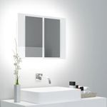 Casa si Gradina - Mobilier - Comode si corpuri - Masute de toaleta - Dulap de baie cu oglinda si LED alb lucios 60x12x45 cm acril - Infinity.ro