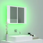 Casa si Gradina - Mobilier - Comode si corpuri - Masute de toaleta - Dulap de baie cu oglinda si LED alb lucios 60x12x45 cm acril - Infinity.ro