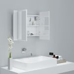 Casa si Gradina - Mobilier - Comode si corpuri - Masute de toaleta - Dulap de baie cu oglinda si LED alb lucios 60x12x45 cm acril - Infinity.ro