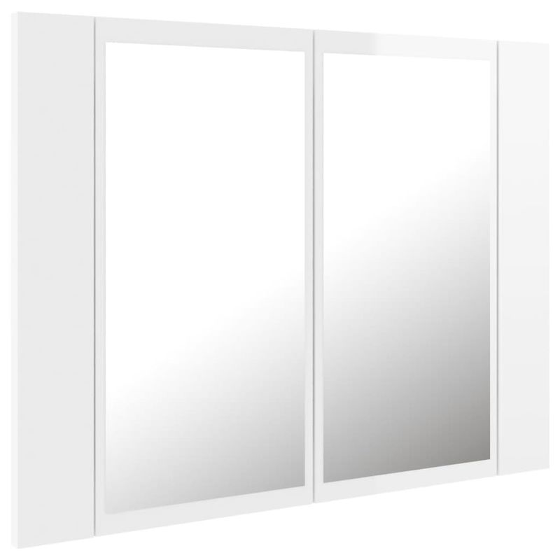 Casa si Gradina - Mobilier - Comode si corpuri - Masute de toaleta - Dulap de baie cu oglinda si LED alb lucios 60x12x45 cm acril - Infinity.ro