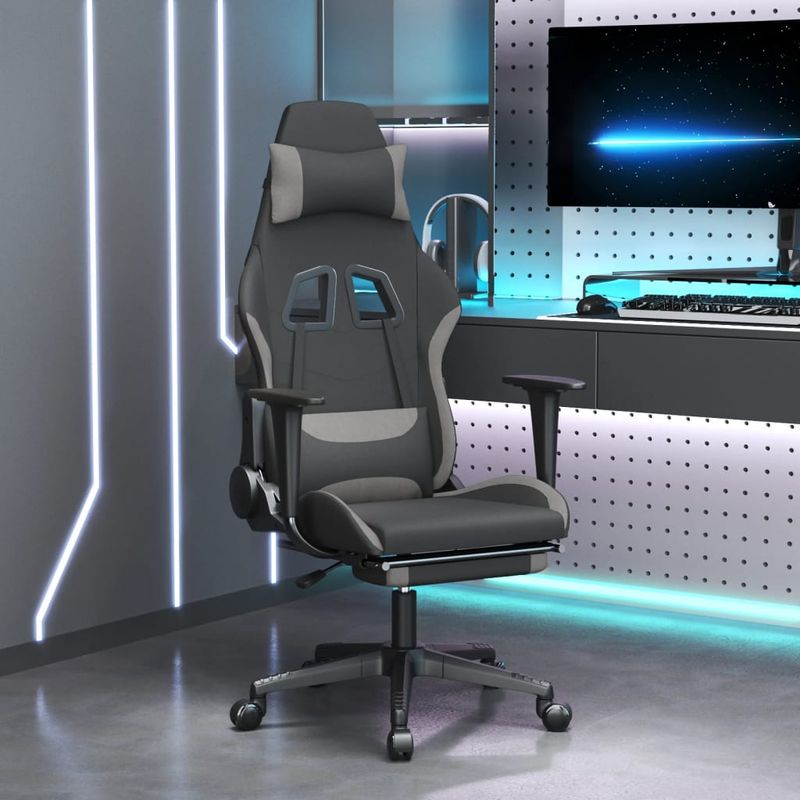 PC, gaming si accesorii - Gaming - Accesorii gaming - Scaune gaming - Scaun de jocuri, negru/gri deschis, textil - Infinity.ro