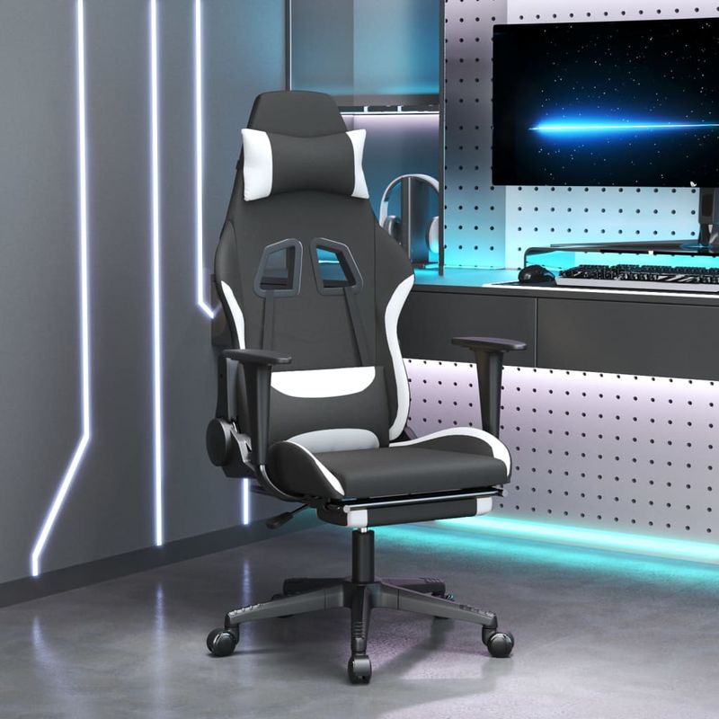 PC, gaming si accesorii - Gaming - Accesorii gaming - Scaune gaming - Scaun de jocuri, negru si alb, textil - Infinity.ro