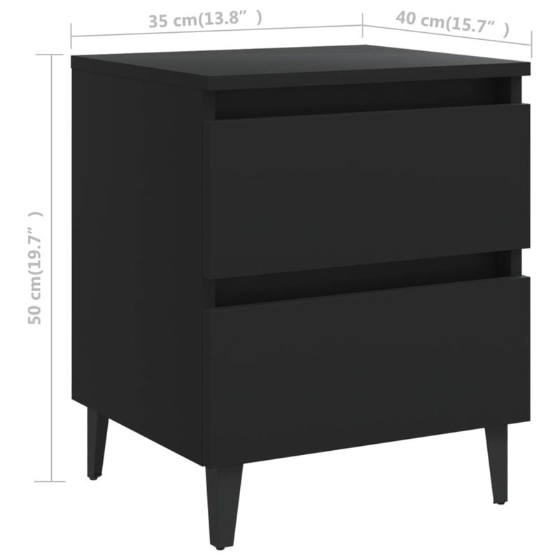 Casa si Gradina - Mobilier - Comode si corpuri - Noptiere - Noptiera, 2 buc., negru, 40x35x50 cm, PAL - Infinity.ro