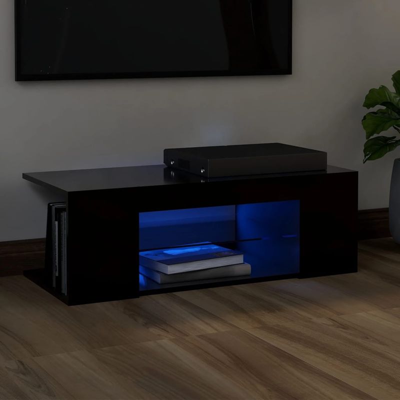 Casa si Gradina - Mobilier - Comode si corpuri - Comode - Comoda TV cu lumini LED, negru, 90x39x30 cm - Infinity.ro