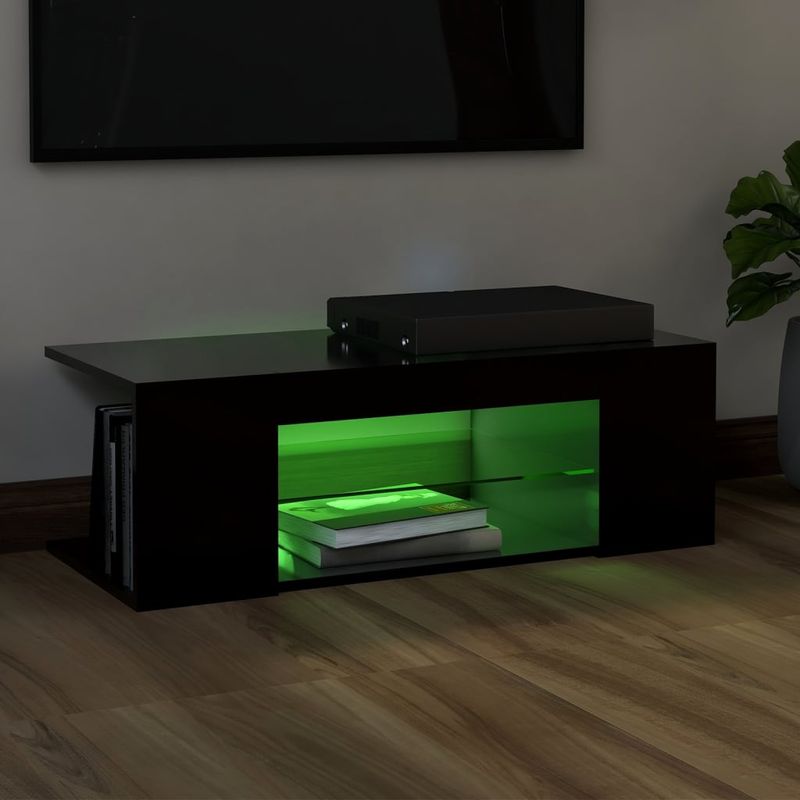 Casa si Gradina - Mobilier - Comode si corpuri - Comode - Comoda TV cu lumini LED, negru, 90x39x30 cm - Infinity.ro