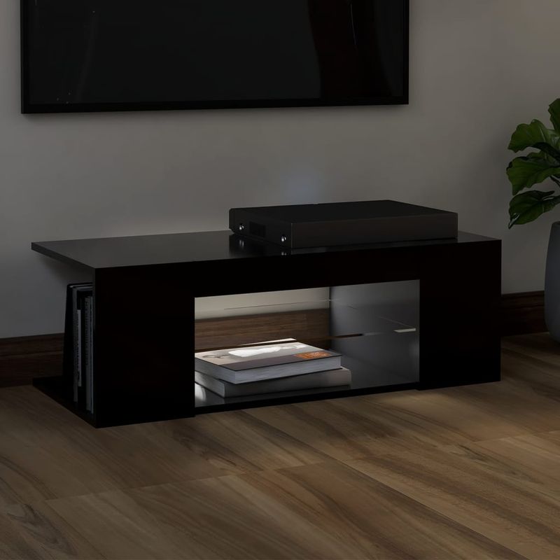 Casa si Gradina - Mobilier - Comode si corpuri - Comode - Comoda TV cu lumini LED, negru, 90x39x30 cm - Infinity.ro