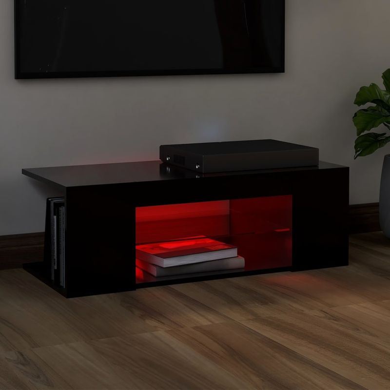 Casa si Gradina - Mobilier - Comode si corpuri - Comode - Comoda TV cu lumini LED, negru, 90x39x30 cm - Infinity.ro