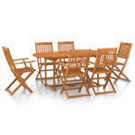Casa si Gradina - Gradina si terasa - Mobilier exterior - Seturi mobila gradina - Set de masa pentru gradina, 7 piese, lemn masiv de acacia, model cu cotieră" - Infinity.ro