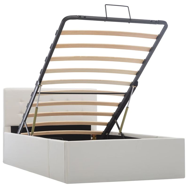 Casa si Gradina - Mobilier - Paturi si accesorii - Paturi - Cadru pat hidraulic cu lada , alb, 90 x 200 cm, piele ecologica - Infinity.ro