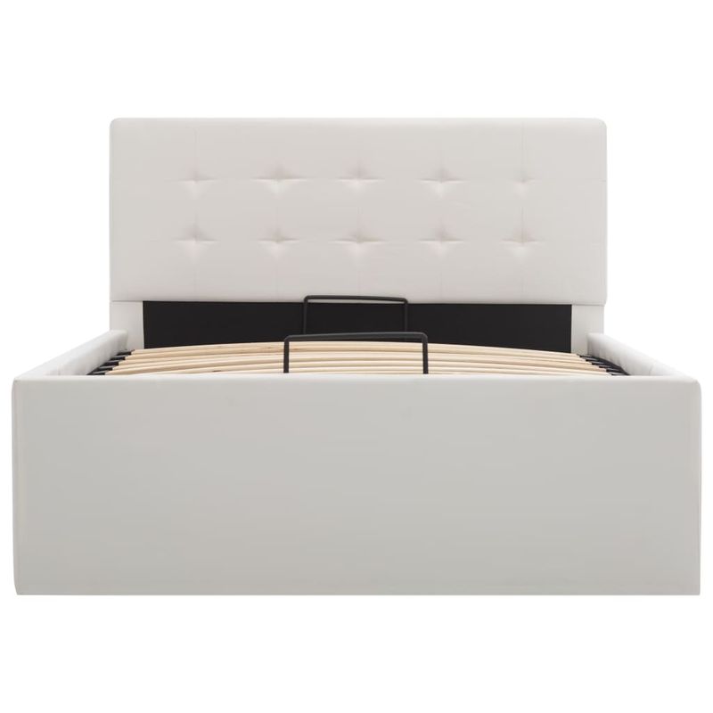 Casa si Gradina - Mobilier - Paturi si accesorii - Paturi - Cadru pat hidraulic cu lada , alb, 90 x 200 cm, piele ecologica - Infinity.ro