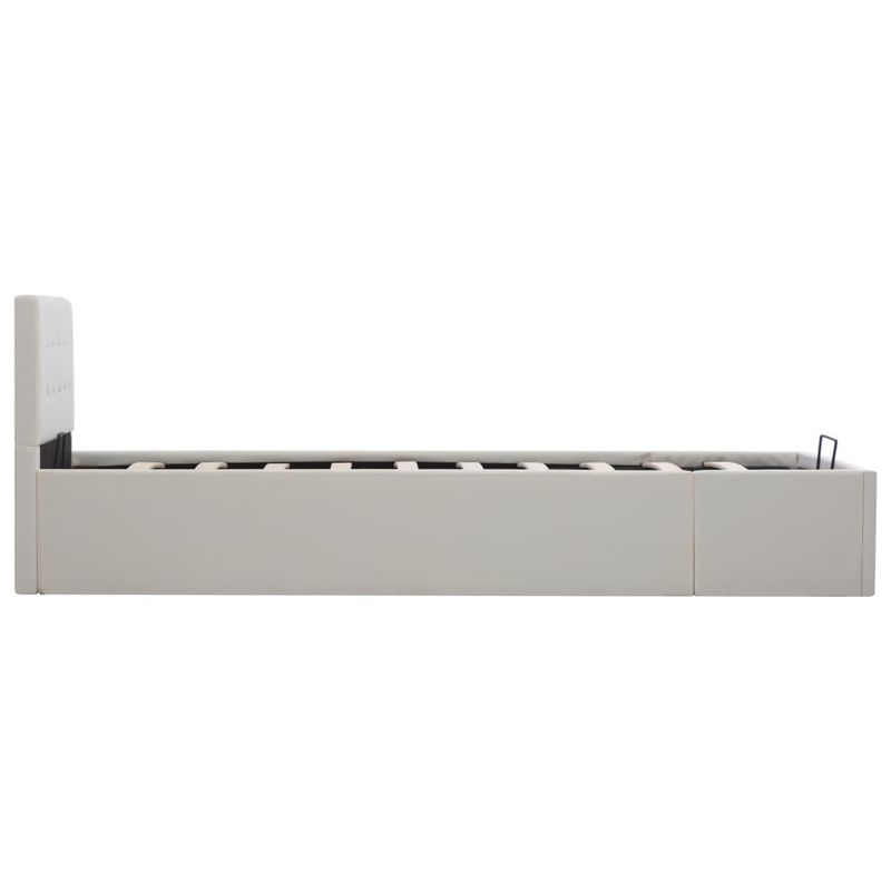 Casa si Gradina - Mobilier - Paturi si accesorii - Paturi - Cadru pat hidraulic cu lada , alb, 90 x 200 cm, piele ecologica - Infinity.ro