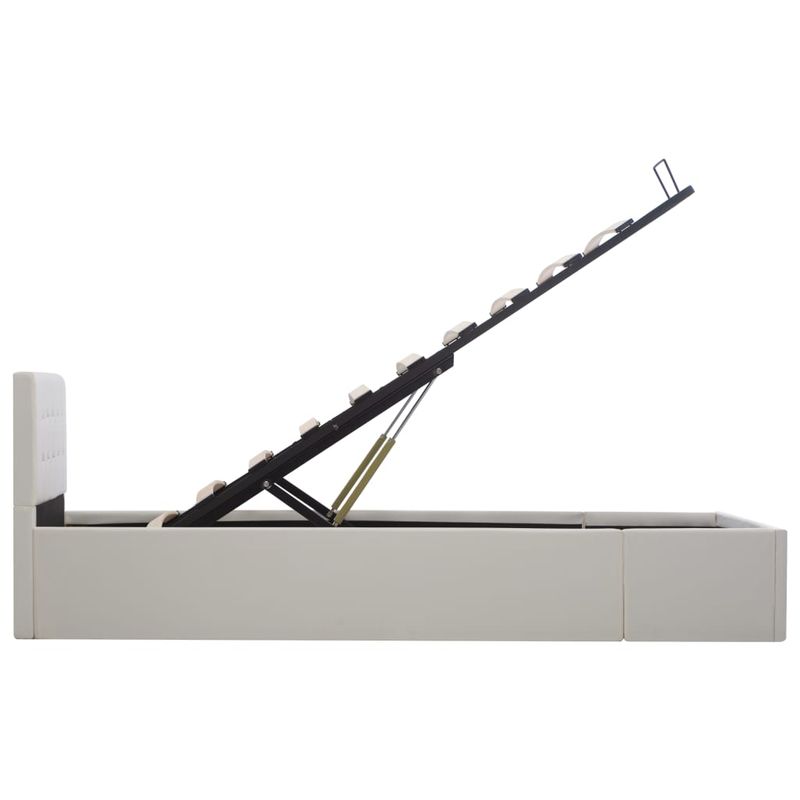 Casa si Gradina - Mobilier - Paturi si accesorii - Paturi - Cadru pat hidraulic cu lada , alb, 90 x 200 cm, piele ecologica - Infinity.ro