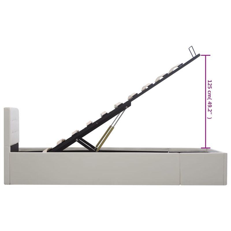 Casa si Gradina - Mobilier - Paturi si accesorii - Paturi - Cadru pat hidraulic cu lada , alb, 90 x 200 cm, piele ecologica - Infinity.ro