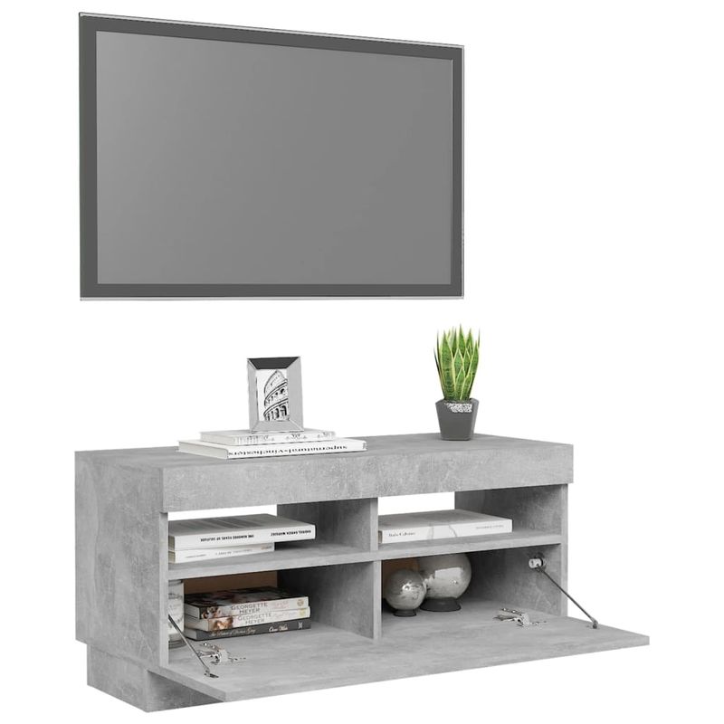 Casa si Gradina - Mobilier - Comode si corpuri - Comode - Comoda TV cu lumini LED, gri beton, 80x35x40 cm - Infinity.ro