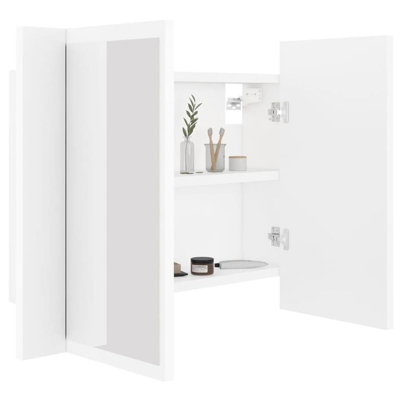 Casa si Gradina - Mobilier - Comode si corpuri - Masute de toaleta - Dulap de baie cu oglinda si LED, alb, 60x12x45 cm acril - Infinity.ro