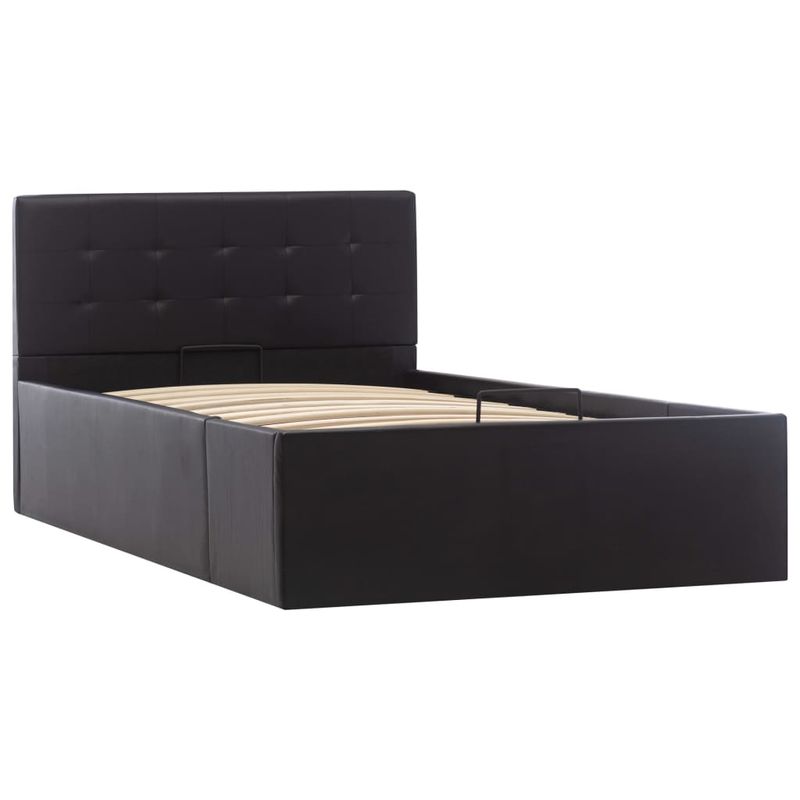 Casa si Gradina - Mobilier - Paturi si accesorii - Paturi - Cadru pat hidraulic cu lada negru 90 x 200 cm piele ecologica - Infinity.ro