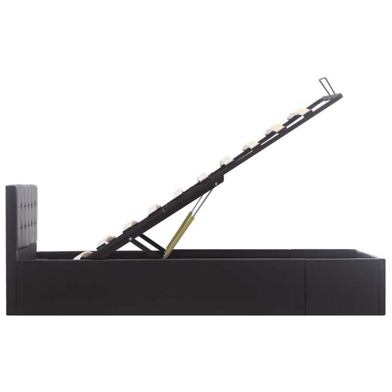 Casa si Gradina - Mobilier - Paturi si accesorii - Paturi - Cadru pat hidraulic cu lada negru 90 x 200 cm piele ecologica - Infinity.ro