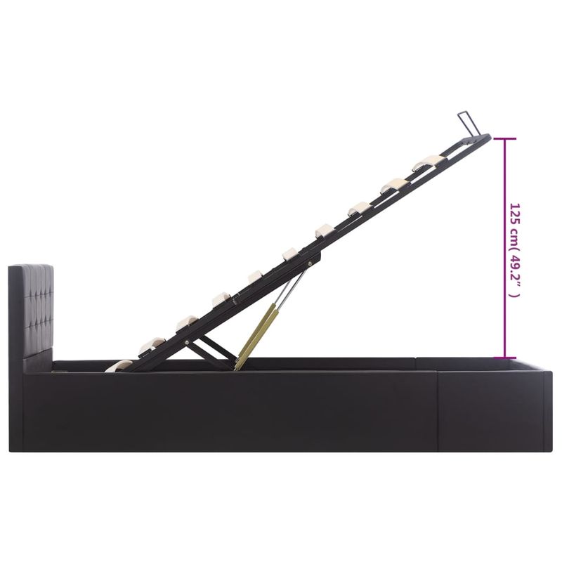 Casa si Gradina - Mobilier - Paturi si accesorii - Paturi - Cadru pat hidraulic cu lada negru 90 x 200 cm piele ecologica - Infinity.ro