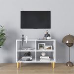 Casa si Gradina - Mobilier - Comode si corpuri - Comode - Comoda TV, picioare lemn masiv, alb, 69,5x30x50 cm - Infinity.ro