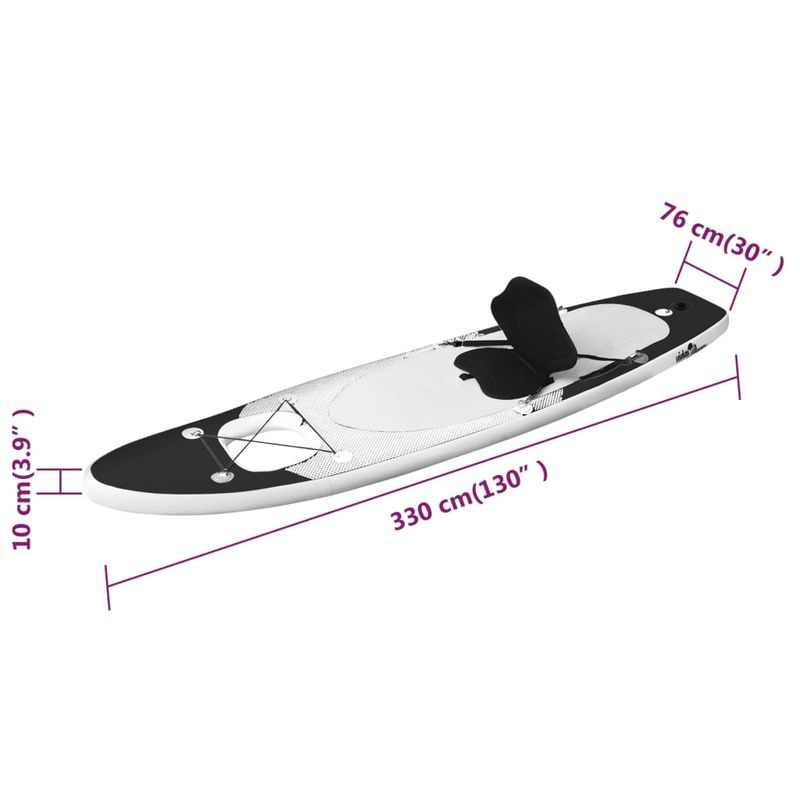Sport si Outdoor - Sporturi acvatice - Sporturi pe placa - Stand up paddle - Set placa paddleboarding gonflabila, negru, 330x76x10 cm - Infinity.ro