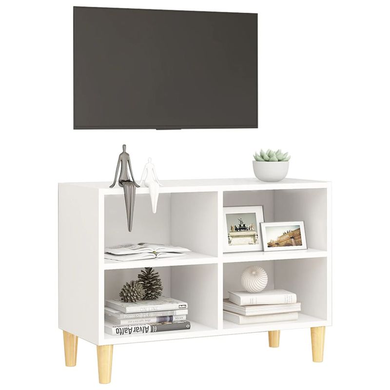 Casa si Gradina - Mobilier - Comode si corpuri - Comode - Comoda TV, picioare lemn masiv, alb, 69,5x30x50 cm - Infinity.ro