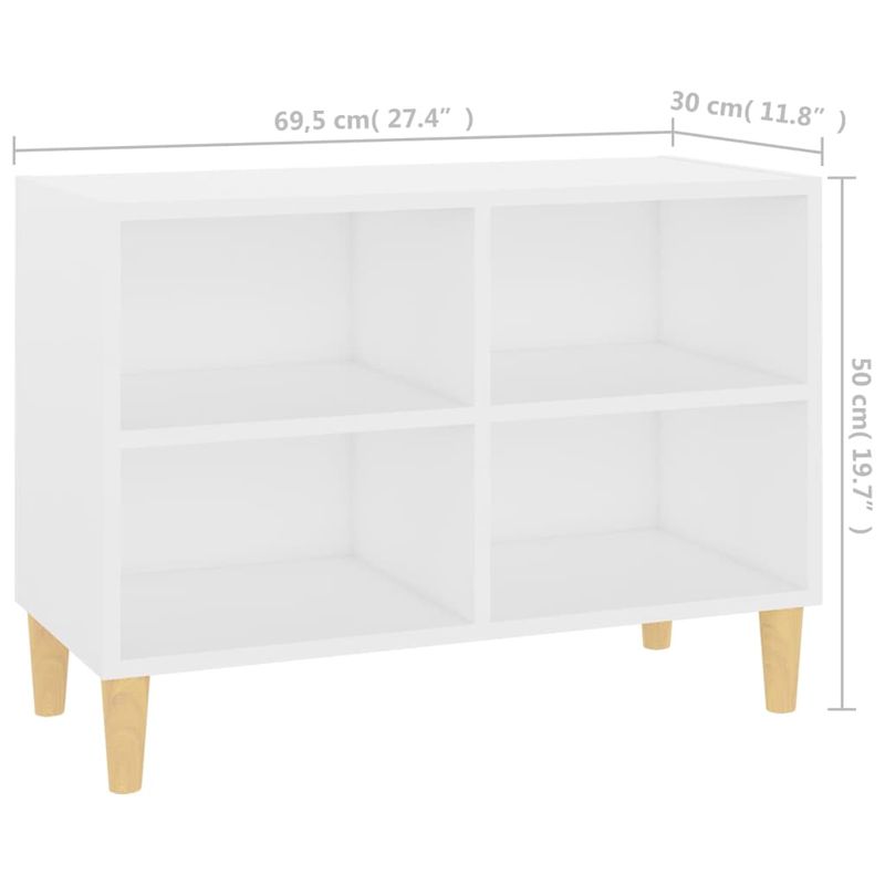 Casa si Gradina - Mobilier - Comode si corpuri - Comode - Comoda TV, picioare lemn masiv, alb, 69,5x30x50 cm - Infinity.ro