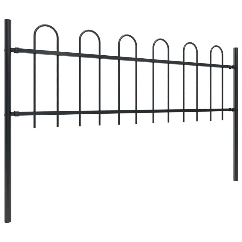 Casa si Gradina - Gradina si terasa - Garduri, panouri si accesorii - Gard de gradina cu varf curbat, negru, 1,7 m, otel, înălțime 60 cm - Infinity.ro