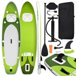 Sport si Outdoor - Sporturi acvatice - Sporturi pe placa - Stand up paddle - Set placa paddleboarding gonflabila, verde, 300x76x10 cm - Infinity.ro