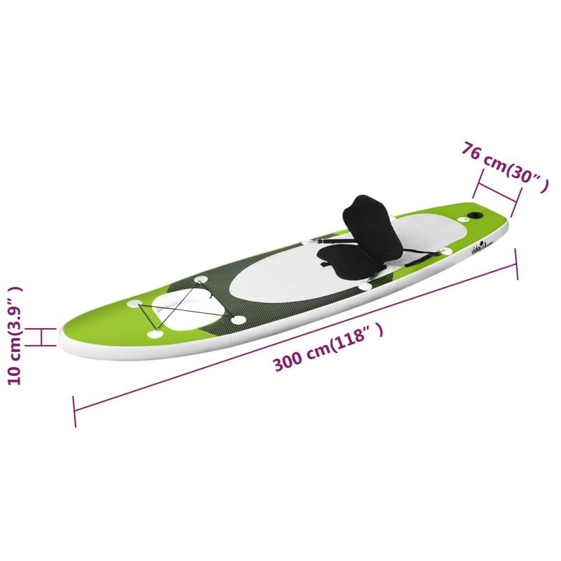 Sport si Outdoor - Sporturi acvatice - Sporturi pe placa - Stand up paddle - Set placa paddleboarding gonflabila, verde, 300x76x10 cm - Infinity.ro