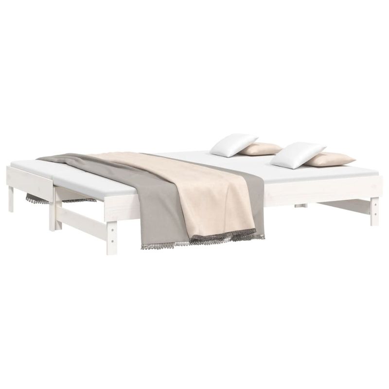Casa si Gradina - Mobilier - Paturi si accesorii - Paturi - Pat de zi extensibil, alb, 2x(100x200) cm, lemn masiv de pin, mărime 2x (100x200) cm - Infinity.ro
