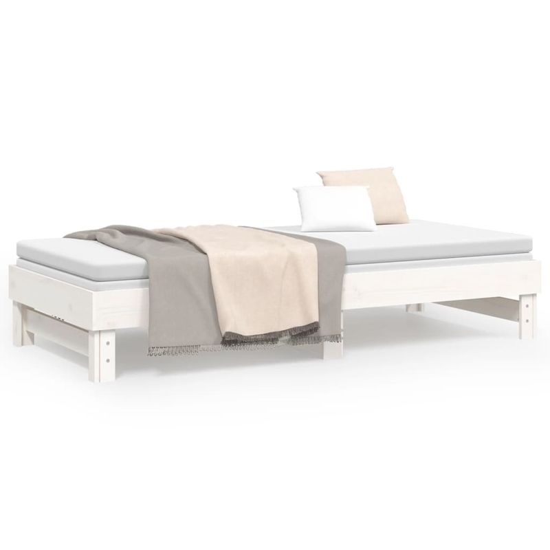 Casa si Gradina - Mobilier - Paturi si accesorii - Paturi - Pat de zi extensibil, alb, 2x(100x200) cm, lemn masiv de pin, mărime 2x (100x200) cm - Infinity.ro