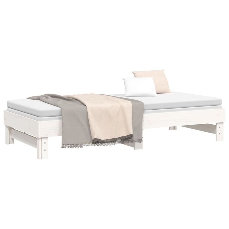 Casa si Gradina - Mobilier - Paturi si accesorii - Paturi - Pat de zi extensibil, alb, 2x(100x200) cm, lemn masiv de pin, mărime 2x (100x200) cm - Infinity.ro