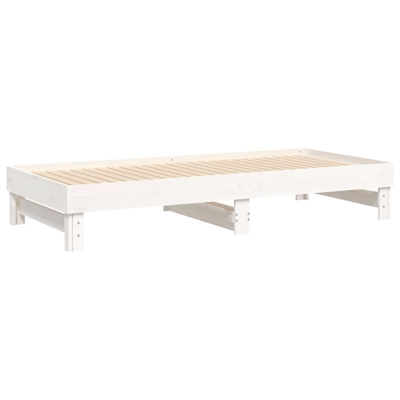 Casa si Gradina - Mobilier - Paturi si accesorii - Paturi - Pat de zi extensibil, alb, 2x(100x200) cm, lemn masiv de pin, mărime 2x (100x200) cm - Infinity.ro