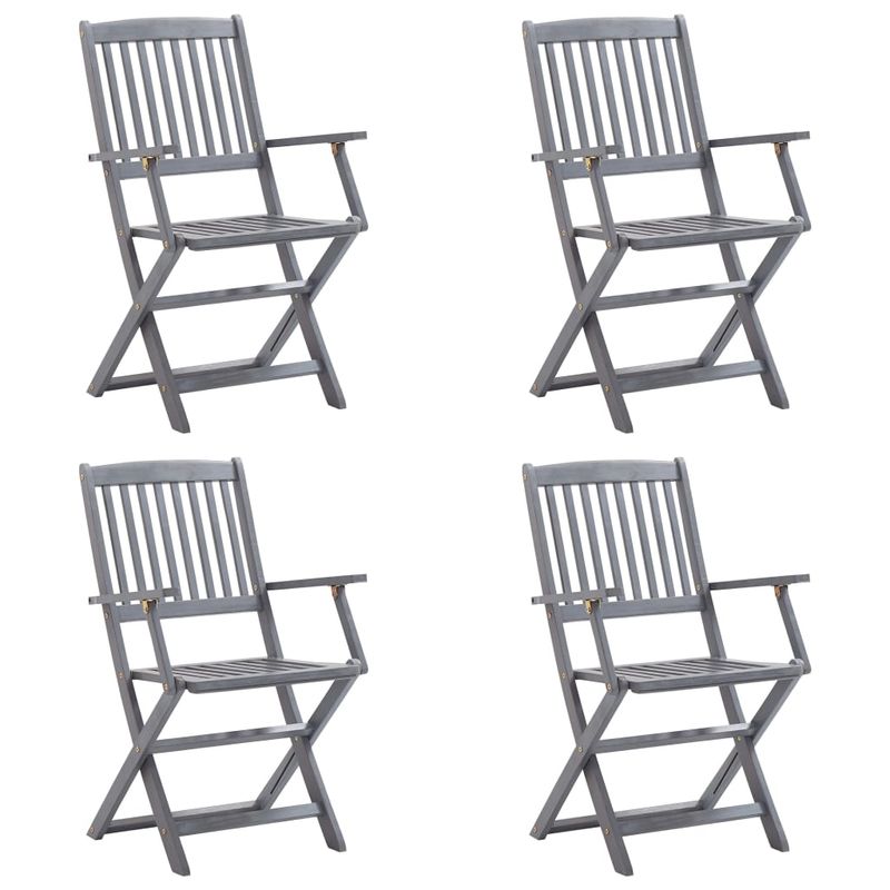 Casa si Gradina - Gradina si terasa - Mobilier exterior - Scaune si sezlonguri gradina - Scaune pliabile de exterior, cu perne, 4 buc. lemn masiv acacia - Infinity.ro