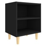 Casa si Gradina - Mobilier - Comode si corpuri - Noptiere - Noptiera cu picioare din lemn masiv, 2 buc., negru, 40x30x50 cm - Infinity.ro