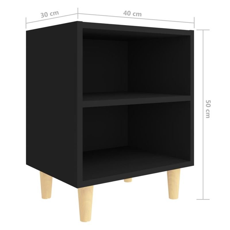 Casa si Gradina - Mobilier - Comode si corpuri - Noptiere - Noptiera cu picioare din lemn masiv, 2 buc., negru, 40x30x50 cm - Infinity.ro