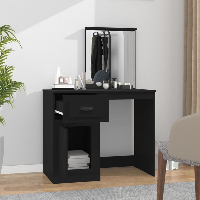 Casa si Gradina - Mobilier - Comode si corpuri - Masute de toaleta - Masa de toaleta cu oglinda, negru 90x50x132,5 cm lemn prelucrat - Infinity.ro