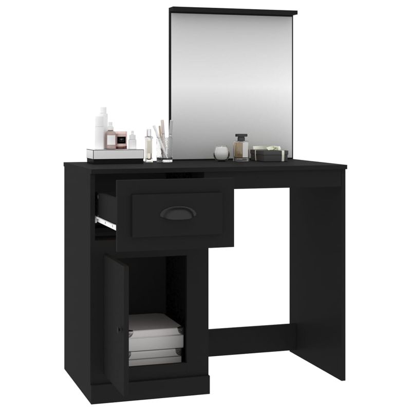 Casa si Gradina - Mobilier - Comode si corpuri - Masute de toaleta - Masa de toaleta cu oglinda, negru 90x50x132,5 cm lemn prelucrat - Infinity.ro