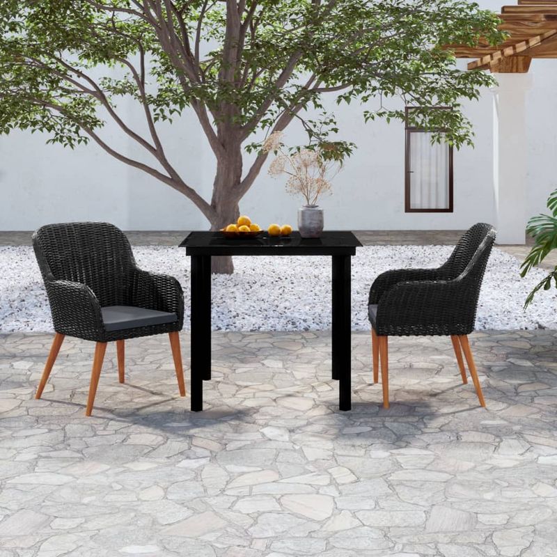 Casa si Gradina - Gradina si terasa - Mobilier exterior - Seturi mobila gradina - Set mobilier de gradina cu perne, 3 piese, negru - Infinity.ro