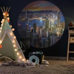 Casa si Gradina - Decoratiuni - Tapet - WallArt Tapet in forma de cerc Skyline with Junk Boat, 190 cm - Infinity.ro